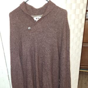 Joseph Abboud Sweater Mens Large Maroon Brown Wool Shawl Collar Sz 3XLT
